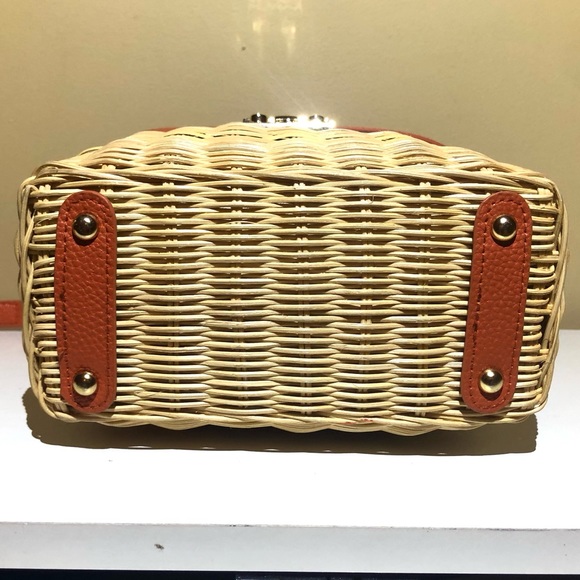 NWOT Tropical Orange & Straw Convertible Crossbody Bag - Picture 7 of 15